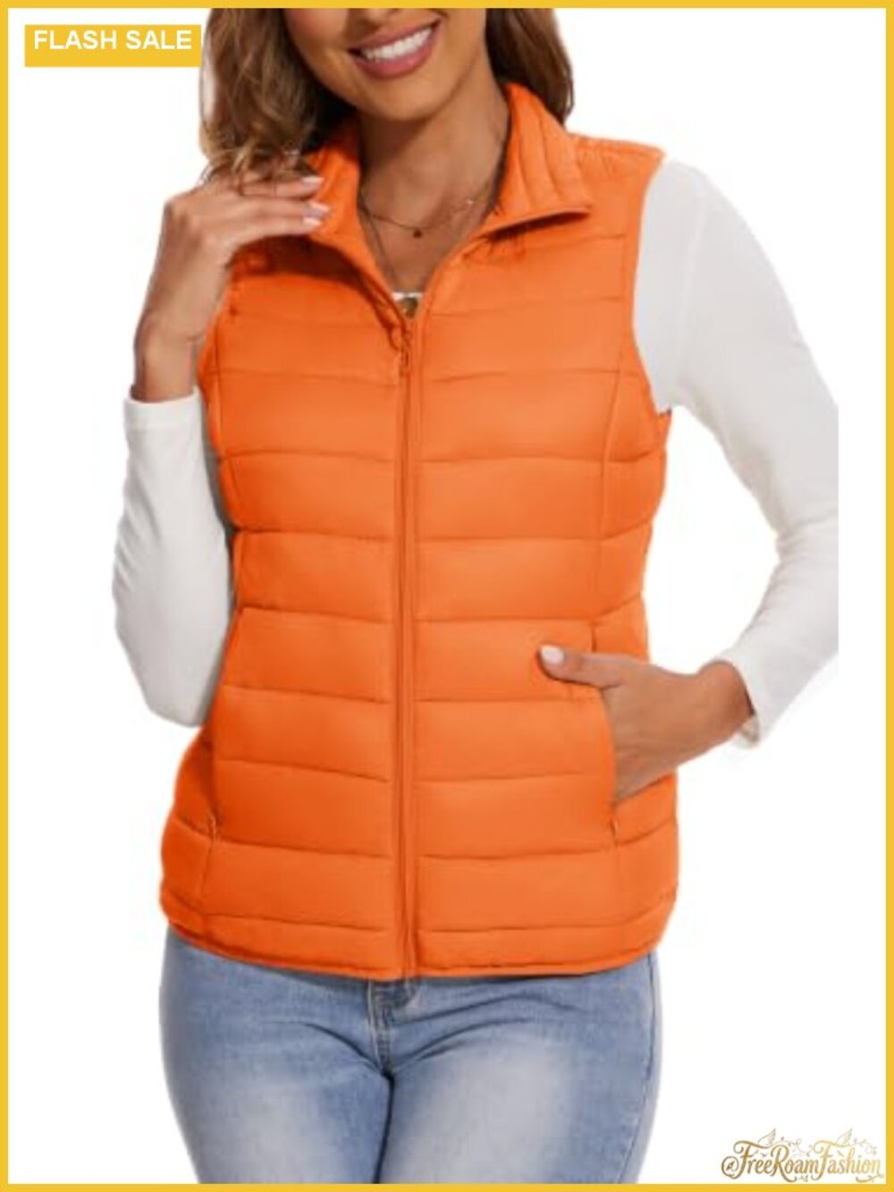 SMENG Women's Lightweight Puffer Vest Quilted Sleeveless Zip Pockets